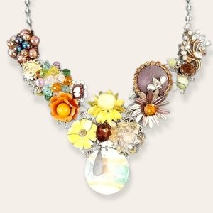 Repurposed Hand Crafted Floral Vintage Jewelry Necklace